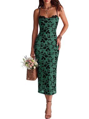 Floral Bodycon Midi Dress for Women | Semi-Formal Summer Fashion Outfit